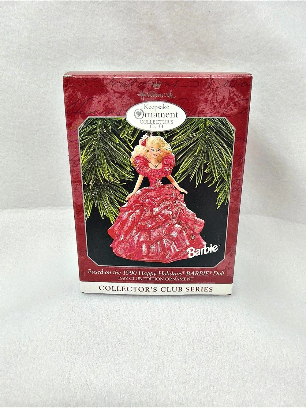 Barbie 1998 Happy Holidays Barbie Ornament Pink Holiday Ornament Doll